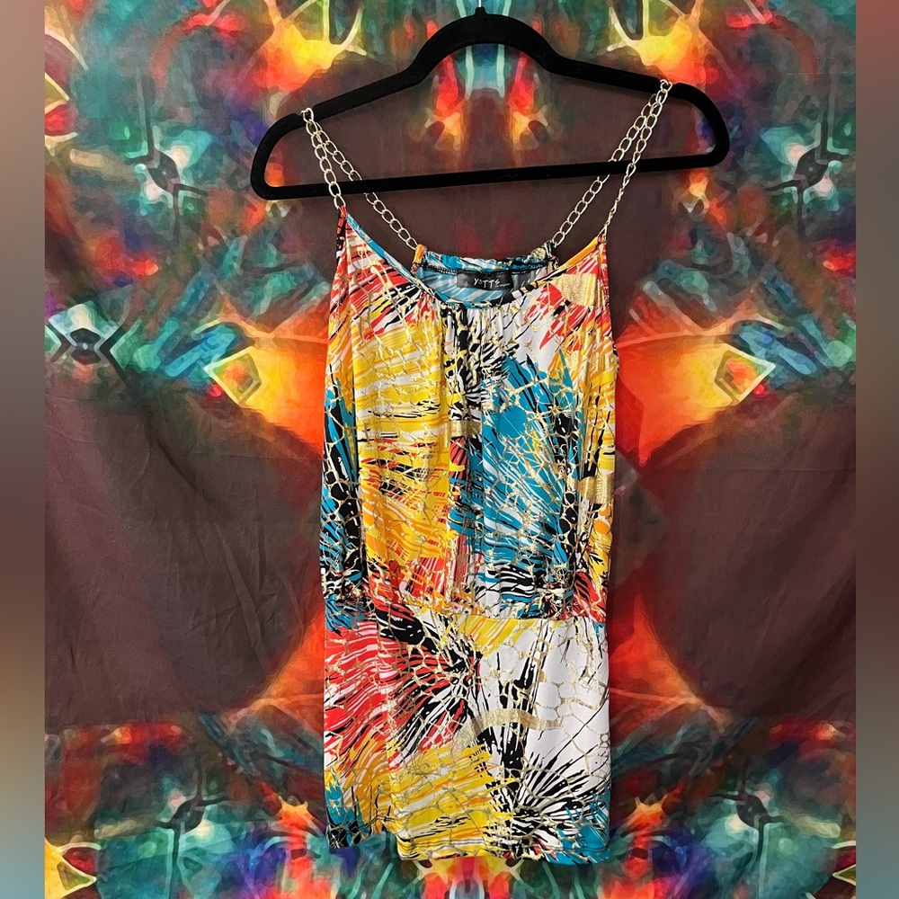 Yetts LA multi colored tank with chain straps